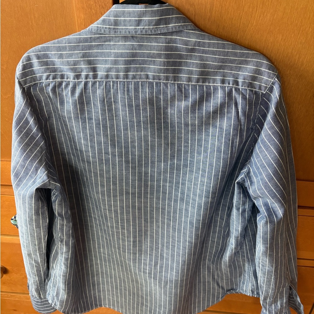 Frank & Eileen Relaxed Navy Striped Button Up Shirt - Picture 4 of 13